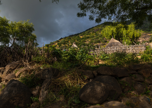 Lotuko tribe village with thatched houses, Central Equatoria, Illeu, South Sudan