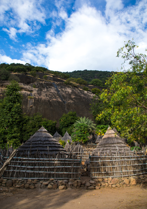 Lotuko tribe village with thatched houses, Central Equatoria, Illeu, South Sudan