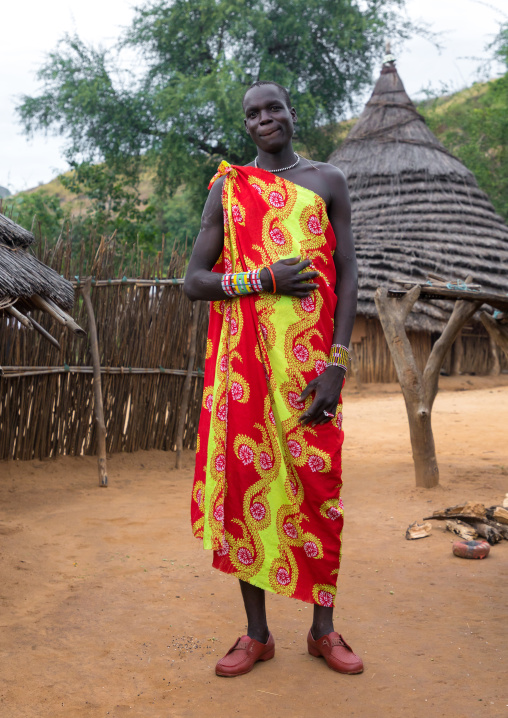 Larim tribe man with big beaded bracelets, Boya Mountains, Imatong, South Sudan