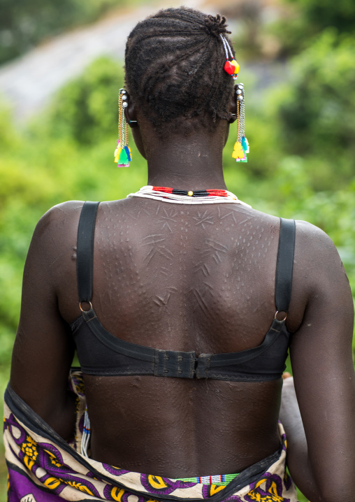 Larim tribe woman scarifications in her back, Boya Mountains, Imatong, South Sudan