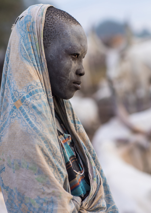 Mundari tribe boy covered in ash to protect from the mosquitoes and flies, Central Equatoria, Terekeka, South Sudan