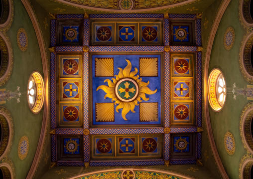 Painted ceiling of St Matthew cathedral built by italian architects, Khartoum State, Khartoum, Sudan
