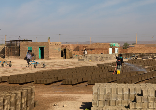 Craft manufacturing of mud bricks, Khartoum State, Omdurman, Sudan