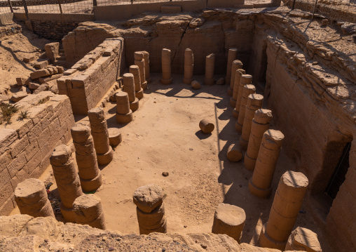 Excavations of columns of an old temple, Northern State, El-Kurru, Sudan