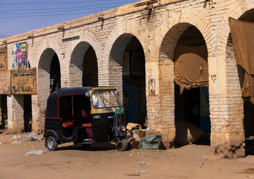 Tuk tuk in the old colonial market, Northern State, Karima, Sudan