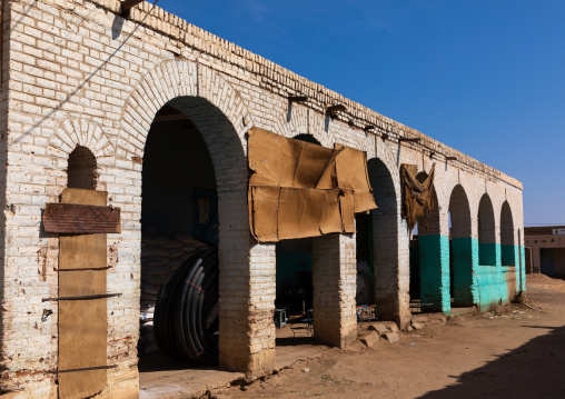 Arcades of the old colonial market, Northern State, Karima, Sudan