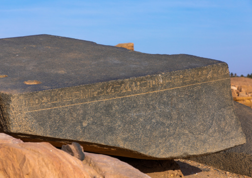 Hieroglyphs in the temple of Amun in the holy mountain of jebel Barkal, Northern State, Karima, Sudan