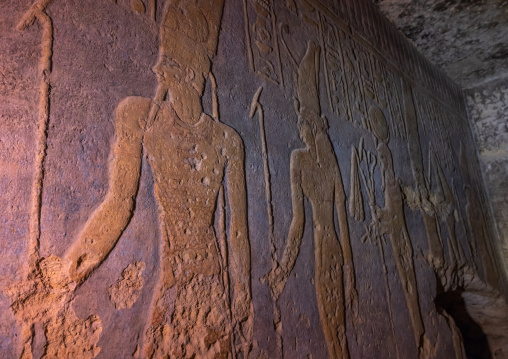 Restored painting of the cobra in the rock-chamber in jebel Barkal, Northern State, Karima, Sudan