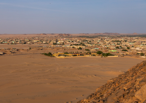 Cityscape from jebel Barkal top, Northern State, Karima, Sudan