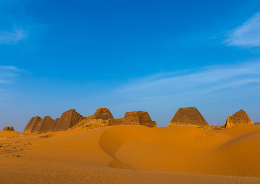 Pyramids of the kushite rulers at Meroe, Northern State, Meroe, Sudan