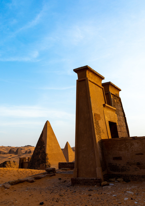 Pyramids of the kushite rulers at Meroe, Northern State, Meroe, Sudan