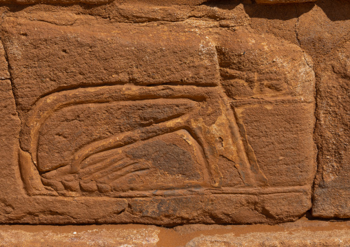Relief decpictinga foot in a sandal in Musawwarat es-sufra meroitic lion temple, Nubia, Musawwarat es-Sufra, Sudan