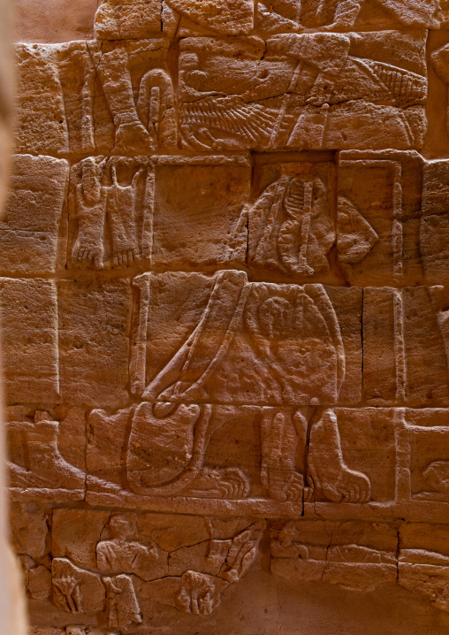 Relief depicting a lion in Musawwarat es-sufra meroitic lion temple, Nubia, Musawwarat es-Sufra, Sudan