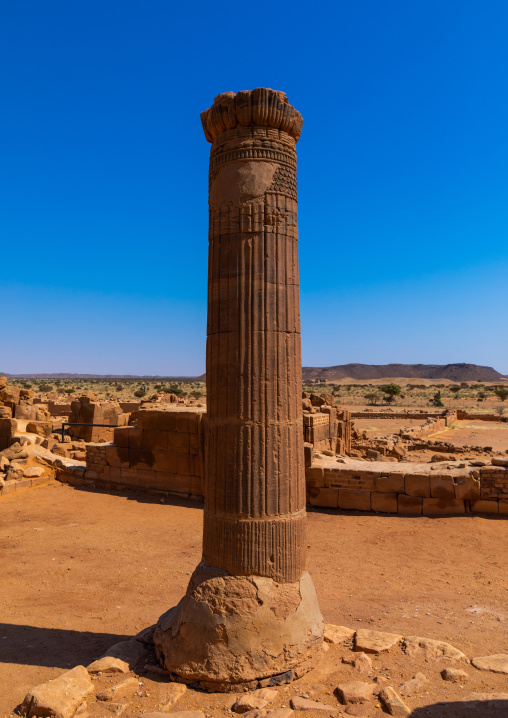 Columns in the great enclosure in Musawwarat es-sufra meroitic temple complex, Nubia, Musawwarat es-Sufra, Sudan