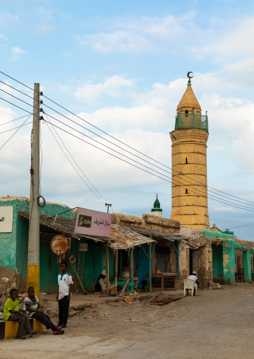 Old building and mosque on mainland, Red Sea State, Suakin, Sudan