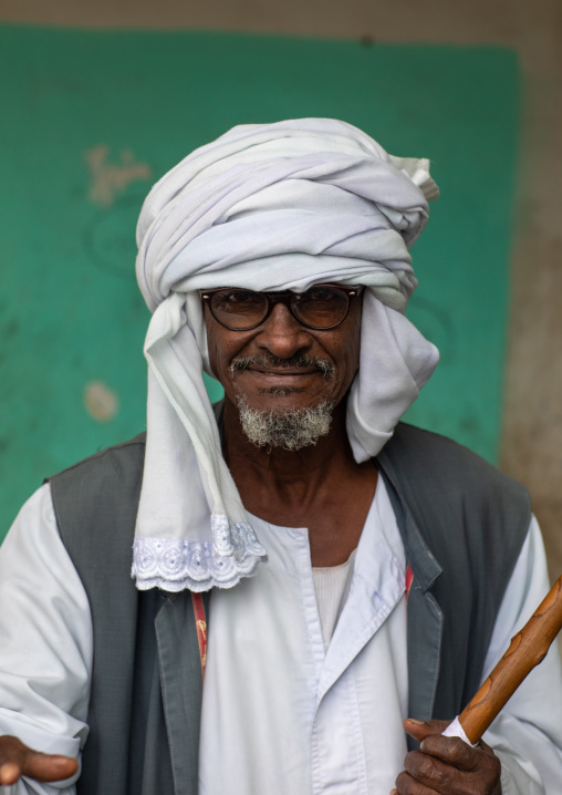 Portrait of a Beja tribe man, Red Sea State, Port Sudan, Sudan