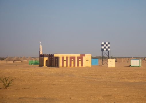 Mosque and water tank in the desert, Kassala State, Kassala, Sudan