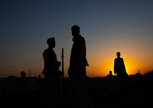 Silhouette people standing against sky during sunset, Kassala State, Kassala, Sudan