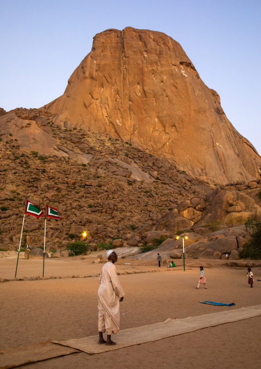 Sudanese sufi man praying at the foot of Taka mountains, Kassala State, Kassala, Sudan