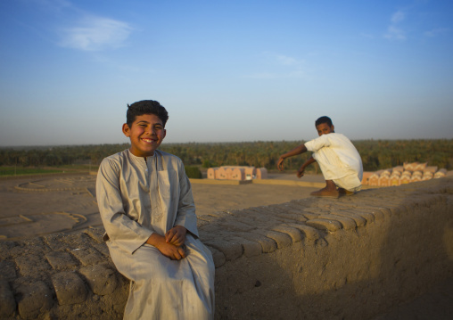 Sudan, Northern Province, Kerma, boys in the western deffufa