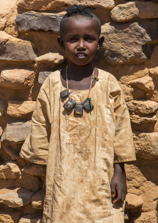 Sudan, Nubia, Naga, sudanese boy with traditional necklace