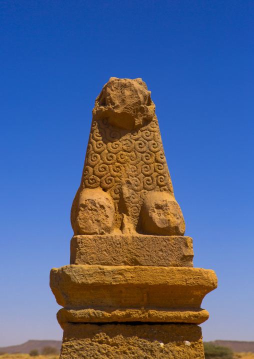 Sudan, Nubia, Naga, ram statue in amun temple rams