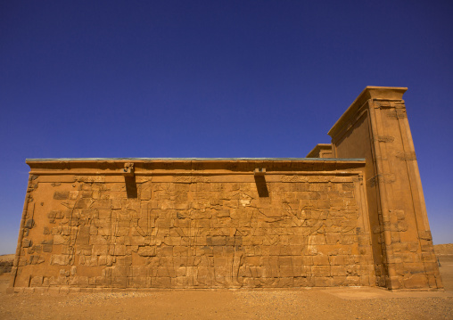 Sudan, Nubia, Naga, the restored apedemak lion temple in musawwarat es-sufra