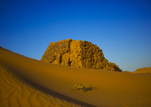 Sudan, Kush, Meroe, pyramids and tombs in royal cemetery of bajrawiya