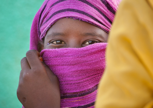 Sudan, Khartoum State, Khartoum, sudanese woman hiding her face under a veil