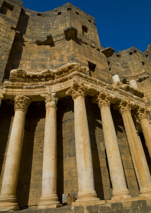 Columns In The Roman Amphitheatre, Bosra, Daraa Governorate, Syria