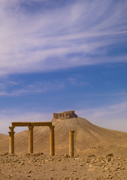 Hilltop Fort In The Ancient Roman City, Palmyra, Syrian Desert, Syria