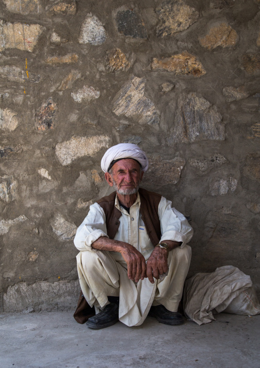 Portrait of an old afghan man in the market border with Afghanistan, Central Asia, Ishkashim, Tajikistan