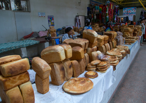 A variety of specialist breads sold in a local market, Gorno-Badakhshan autonomous region, Khorog, Tajikistan