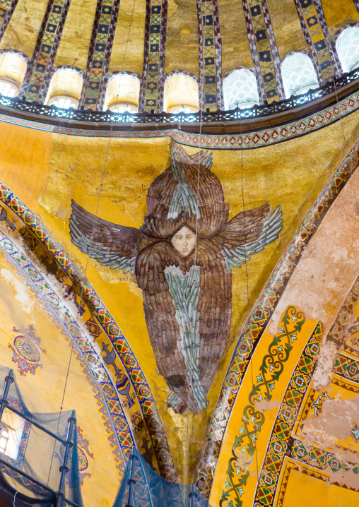Seraphim rediscovered in 2010 as renovation removed the covering decoration in Hagia Sophia, Sultanahmet, istanbul, Turkey