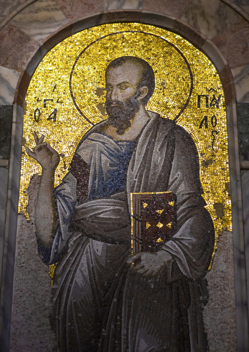Mosaic of st Paul in the byzantine church of st. Savior in Chora, Edirnekapı, istanbul, Turkey