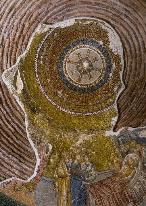 Ceiling with mosaics and paintings in the byzantine church of st. Savior in Chora, Edirnekapı, istanbul, Turkey