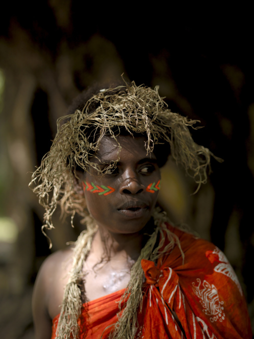 Traditional dance with woman in colorful clothes, Tanna island, Epai, Vanuatu