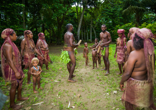 People from Big Nambas tribe performing the dance sticks during a ceremony, Malampa Province, Malekula Island, Vanuatu