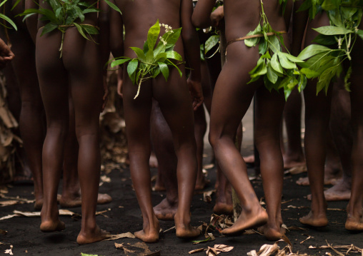 Child boys dancing during a Rom dance, Ambrym island, Fanla, Vanuatu