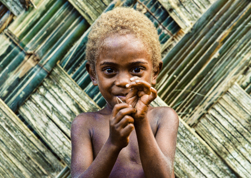 Portrait of a boy with blonde hair, Malampa province, Malekula island, Vanuatu
