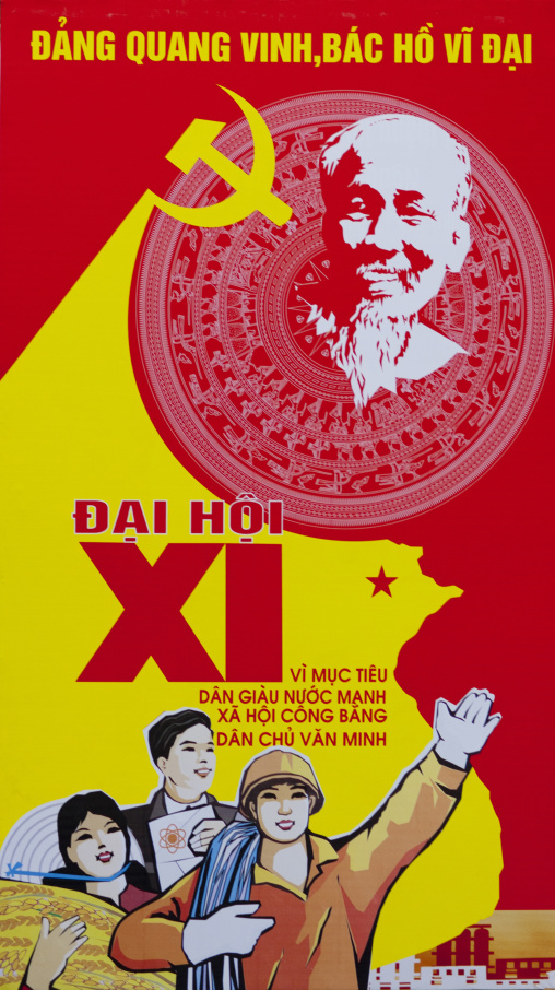 Propaganda poster of the communist party, Hanoi, Vietnam