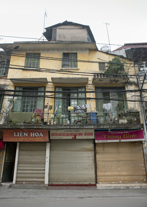 Shops closed on tet day, Hanoi, Vietnam