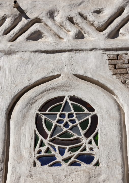 Stained Glass Window On The Front Of A Traditional Sanaa House, Yemen