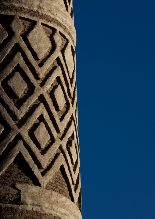 Rhombus Shaped Decorative Design On The Minaret In Sanaa, Yemen
