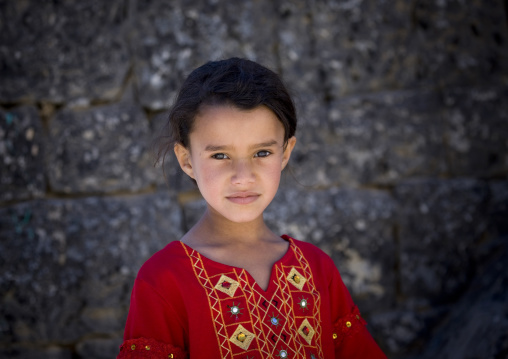 Young Girl In A Red Dress, Hababa, Yemen