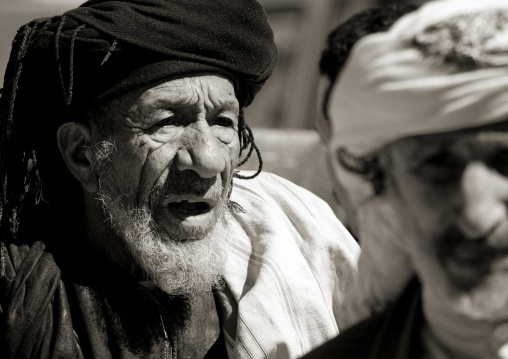 Black And White Portrait Of An Old Man In Thula, Yemen