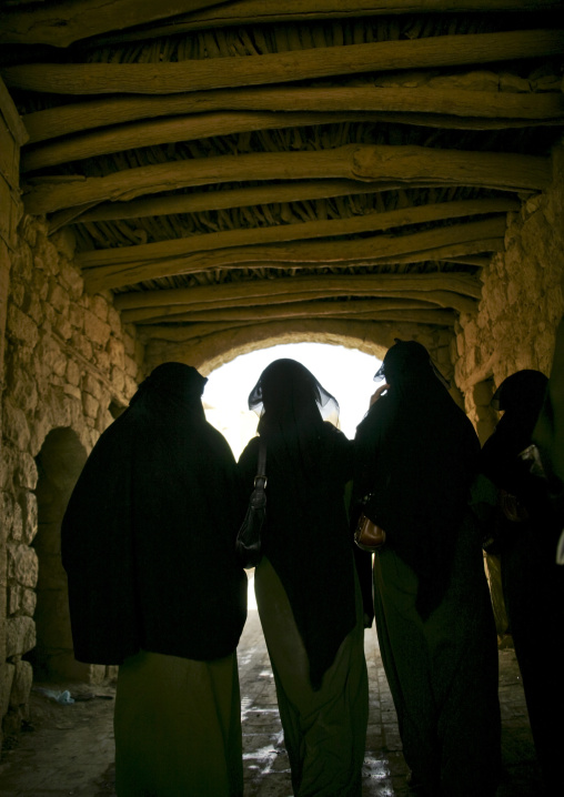 Veiled Women In A Covered Back Alley, Amran, Yemen