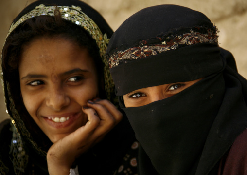 Two Amran Girls Smiling, Yemen