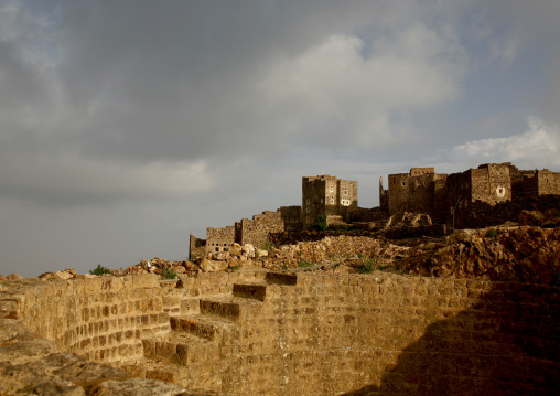 Fortified Village Of Shahara At Sunset, Yemen