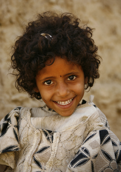 Smiling Amran Girl With Frizzy Hair, Yemen